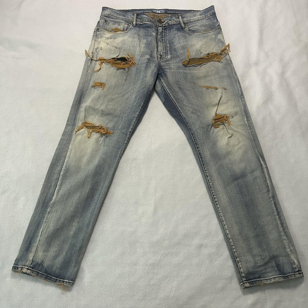 Jordan Craig Jeans Mens 38x32 Light Blue Aaron Legacy Edition Distressed Denim